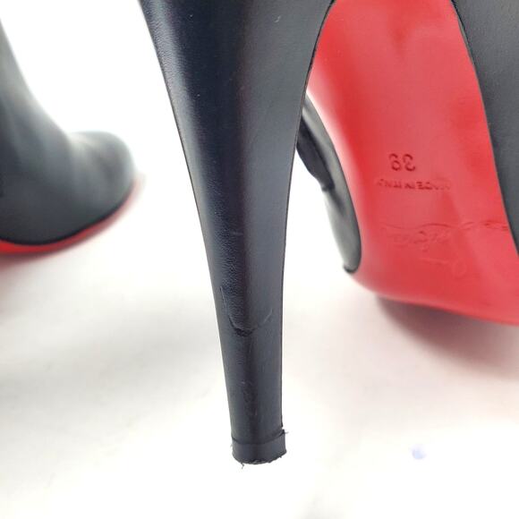 Christian Louboutin Belle 100 Ankle Boots Calf Leather Red-Sole Black Size 39 - Picture 12 of 15